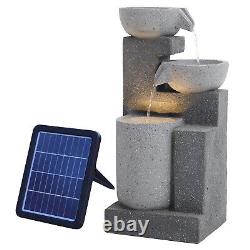 XL Outdoor Cascading Pots Water Fountain Feature Garden Solar LED Resin Statues