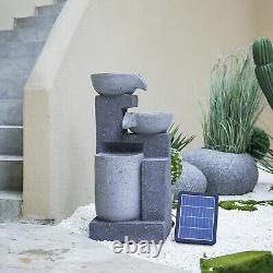 XL Outdoor Cascading Pots Water Fountain Feature Garden Solar LED Resin Statues