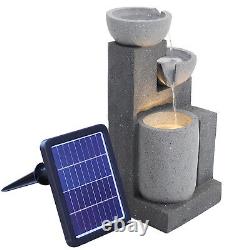 XL Outdoor Cascading Pots Water Fountain Feature Garden Solar LED Resin Statues