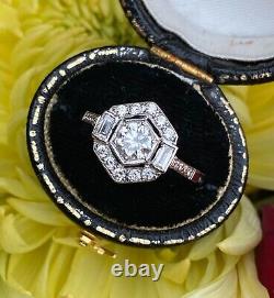 1.55 Ct Old European Style Lab Création Diamond Engagement Anneau Rempli D'or Blanc