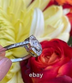 1.55 Ct Old European Style Lab Création Diamond Engagement Anneau Rempli D'or Blanc