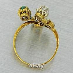 1940 Vintage Style Art Déco Solid Or Jaune. 25ct Emerald Diamond Ring