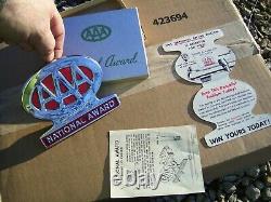 1950 Antique Nos Aaa Auto License Plate Topper Vintage Chevy Ford Hot Rat Rod 1