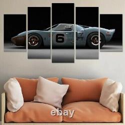 1969 Ford GT40 Voiture Classique 5 pièces Toile Murale Impression Affiche Décoration Intérieure