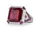 2.80ct Vintage Art Déco Rouge Ruby & Diamond Halo Style 14k Or Blanc Bague De Finition