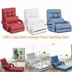 2 En 1 Pliant Lazy Sofa Lounner Floor Gaming Fauteuil Lit Inclinable Réglable
