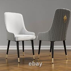 2x Chaises de salle à manger rembourrées en cuir microfibre de luxe moderne avec heurtoir en tête de lion