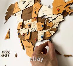 3d Carte Du Monde En Bois Modèle De Mur De Sahara Weltkarte Aus Holz