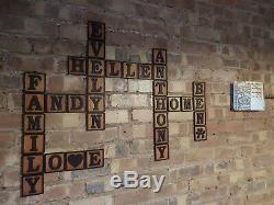 3d Scrabble Tiles Lettre En Bois Wall Art Contreplaqué Fini Huile Décor Personnalisé