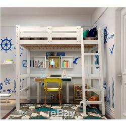 3ft Simple Bois Loft Lit Superposé En Pin Massif Kid Cabin Bed Avec Échelle Sleeper Royaume-uni Haute