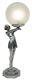48cm Lampe De Table Art Déco Lady Figurine En Verre Globe Ombreux Ampoule