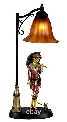 57cm Art Déco/nouveau Lampe De Table 20 Ans Lady Figurine Dog Shade + Ampoule