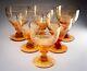 6 Verres à Vin En Cristal Stuart En Ambre Antique Motif 'stratford' Style Art Déco Des Années 1920