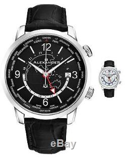 Alexander Journeyman Mondiale Horloge Suisse Hommes Made Montre Sapphire Crystal 40 MM
