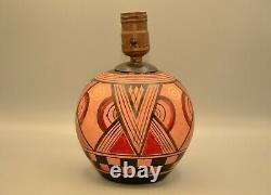 Ancien Vintage Deco Pueblo Peint À La Main En Céramique Vase Bowl Pottery Lampe