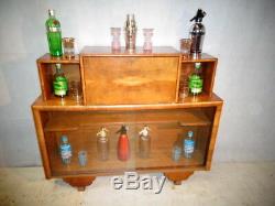 Antique Art Deco Noyer Noir Cocktail Cabinet / Bureau Art Moderne Home Bar C1925-39