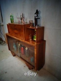 Antique Art Deco Noyer Noir Cocktail Cabinet / Bureau Art Moderne Home Bar C1925-39