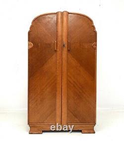Art Deco Anciennes Oak Compact Tallboy Gentlemans Armoire C1940