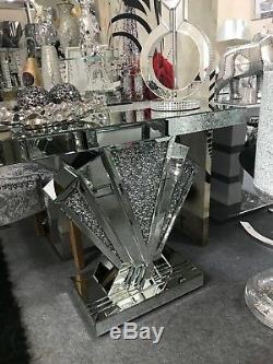Art Déco Argent Miroir Table Console En Verre Miroir Cristal Écrasé Défaut
