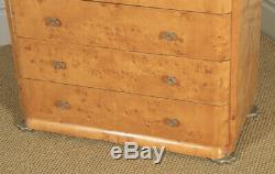 Art Déco Scandinave Style Birds Eye Maple Chambre Tallboy Commode