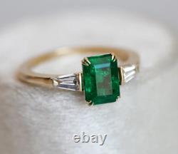 Art Déco Style Accent Simulé Emerald Femmes Fiançailles Bague Cadeau En Argent 925