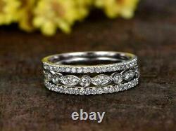 Art Deco Style Anniversary Eternity Stacking Wedding Gift Band Avec 925 Argent