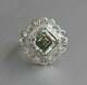 Art Déco Style Asscher Cut Moissanite Diamond Dans 925 Silver Vintage Anneau De Mariage