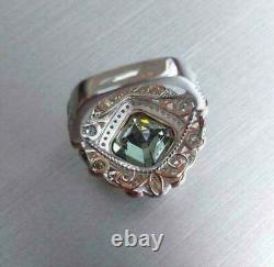 Art Déco Style Asscher Cut Moissanite Diamond Dans 925 Silver Vintage Anneau De Mariage