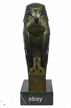 Art Déco Style Bronze Hawk Eagle Falcon Crow Bird Livre Sculpture 15 X 6,5