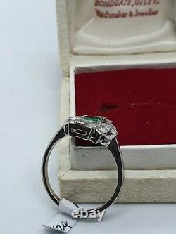 Art Déco Style Platinum Emerald & Diamond Ring
