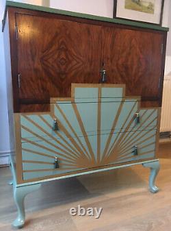 Art Déco Style Vintage Années 1920 Upcycled Tallboy / Gin Cocktail Cabinet