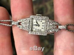 Art Déco Vintage De Style Dames Elgin Platinum Et Diamond Watch