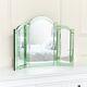 Art Déco Triple Miroir En Verre Vert, 74cmx60cm, Pour Coiffeuse