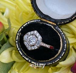 Bague Diamant De Style Art Déco 0.85ct Platine