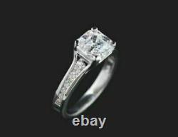 Bague cadeau de fiançailles en argent 925 avec solitaire en diamant simulé, style Art Déco.