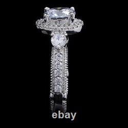 Bague de fiançailles de style Art Déco en or blanc 14 carats avec diamant simulé rond de 2 carats