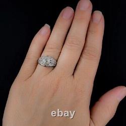 Bague de fiançailles en argent 925 avec dôme de cocktail et diamant simulé de style Art Déco de 2 carats