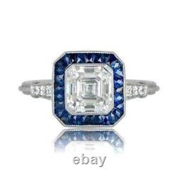 Bague de fiançailles en argent 925 avec halo d'Ottawa en diamant simulé dans le style Art Déco