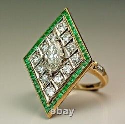 Bague de fiançailles en argent 925 avec un style Art déco et un diamant simulé en forme de losange
