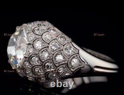 Bague de fiançailles en argent sterling avec zircone cubique taillée en style Art Déco vintage