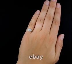 Bague de fiançailles en style Art Déco avec diamant de laboratoire de 2,30 carats en or blanc 14 carats surmonté