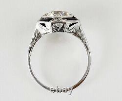 Bague de fiançailles inspirée de style Art Déco avec diamant simulé en argent 925