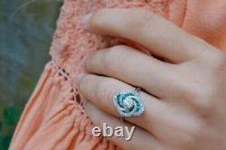 Bague de fiançailles pour femme de style Art Déco avec diamant simulé et motifs édouardiens en argent 925.