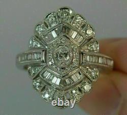 Bague de fiançailles vintage en filigrane des années 1920 avec diamant lab-grown taille ovale de 2,79 carats