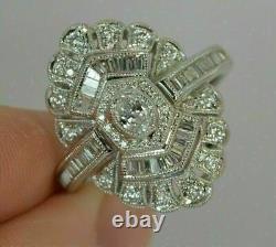 Bague de fiançailles vintage en filigrane des années 1920 avec diamant lab-grown taille ovale de 2,79 carats