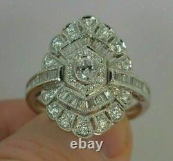 Bague de fiançailles vintage en filigrane des années 1920 avec diamant lab-grown taille ovale de 2,79 carats