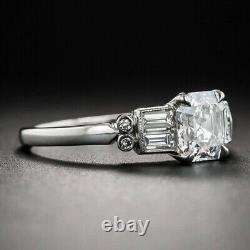Bague de fiançailles vintage inspirée du style Art Déco avec diamant simulé en argent 925.