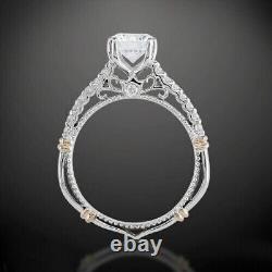 Bague de mariage anniversaire en argent de style Art déco avec zircone cubique taillée en rond de 1,50 carat