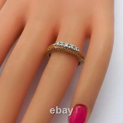 Bague de mariage anniversaire haute en or 14 carats avec 5 diamants et motif Art Déco, taille 7