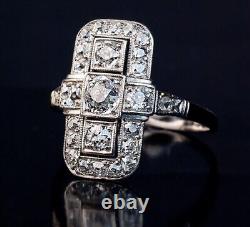 Bague de mariage en or blanc 14 carats avec trois diamants de laboratoire de style Art Déco